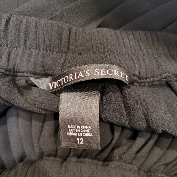 Victoria's Secret Size 12 Black Skirt Sheer Pleated Maxi Long Elastic Waist - Picture 4 of 6